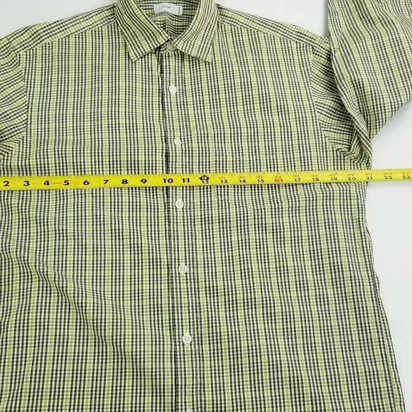 J Crew Small 14-14.5 Green Brown White Check Shirt - Picture 2 of 4